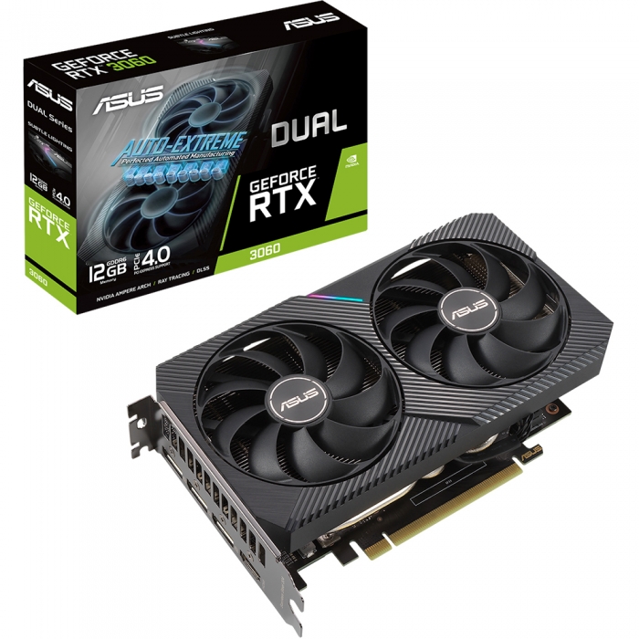 Видеокарта ASUS (DUAL-RTX3060-O12G-V2) GeForce RTX 3060 12Gb DUAL OC V2 LHR 90YV0GB2-M0NA10