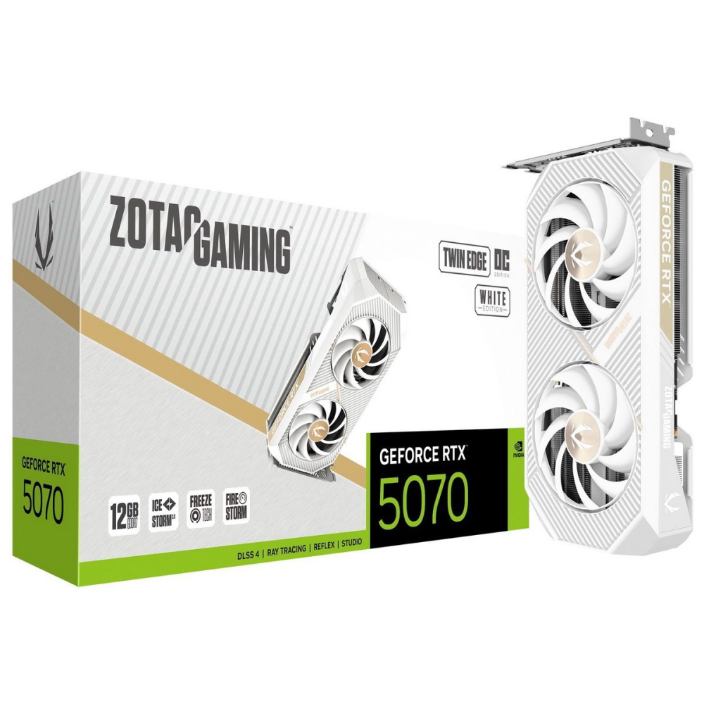 Видеокарта ZOTAC (ZT-B50700Q-10P) GeForce RTX 5070 12GB Twin Edge OC White ED PREMIUM PACK