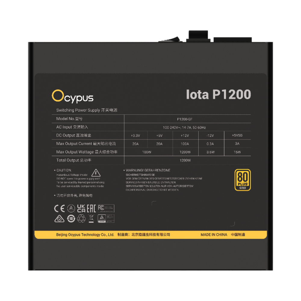Блок питания Ocypus 1200W Iota P1200 (Iota-P1200-G1FFBK024X-EU) 16 Pin (PCIe 5.0 Connector Cable Details)