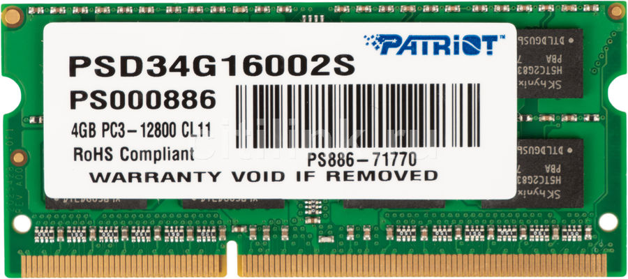 Оперативная память 4 Gb 1600 MHz PATRIOT (PSD34G16002S)