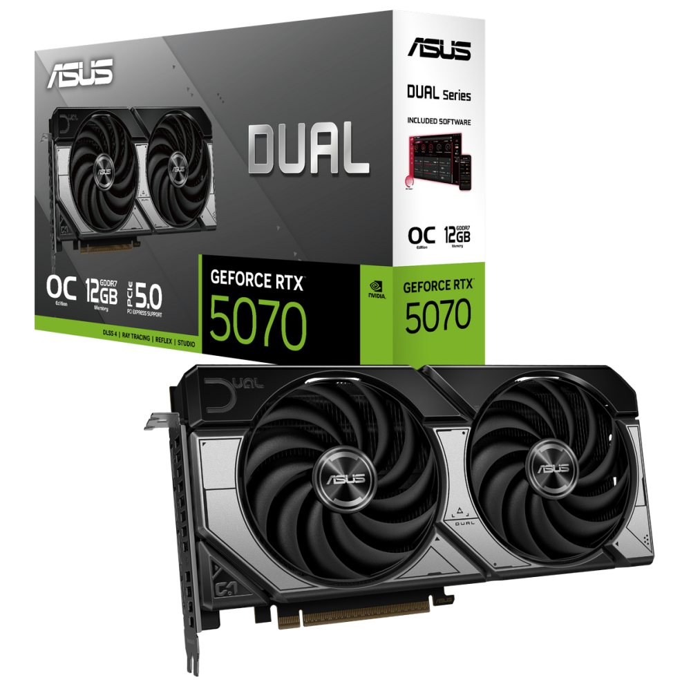 Видеокарта ASUS (DUAL-RTX5070-O12G) GeForce RTX 5070 12GB DUAL OC (90YV0M17-M0NA00)