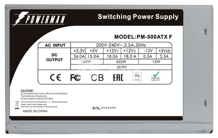 Блок питания Powerman 500W (PM-500ATX-F)