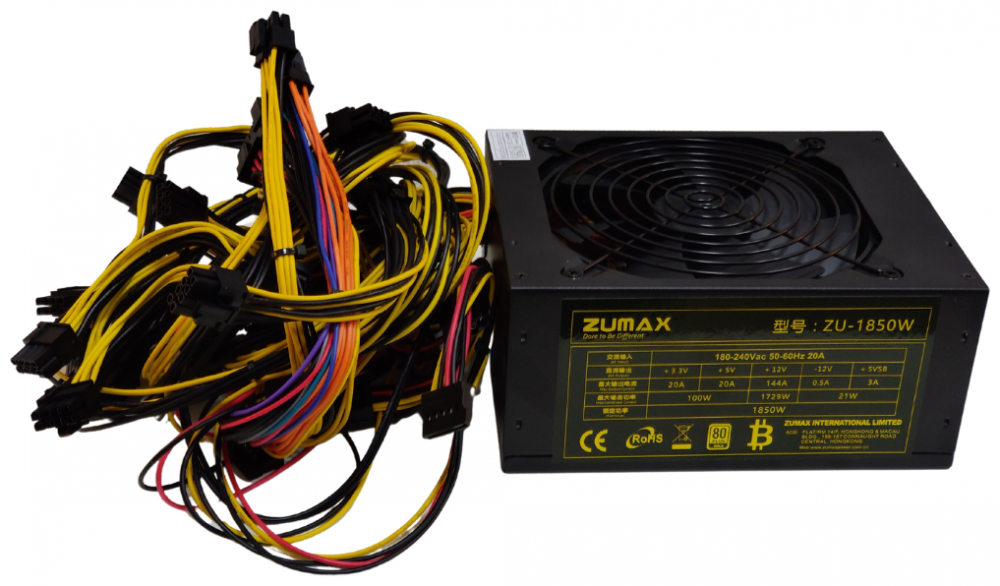 Блок питания ZUMAX 1850W (ZU-1850W) с кабелем питания