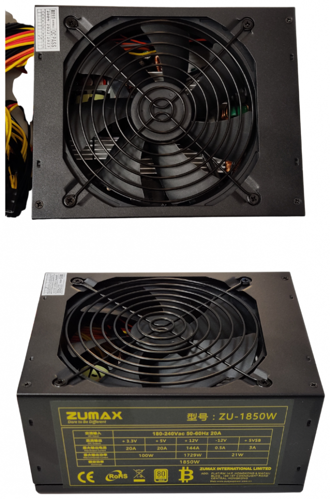 Блок питания ZUMAX 1850W (ZU-1850W) с кабелем питания