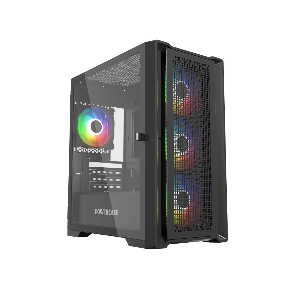 Компьютерный корпус Powercase ByteFlow Micro TG ARGB Black (CAMBFB-A4)