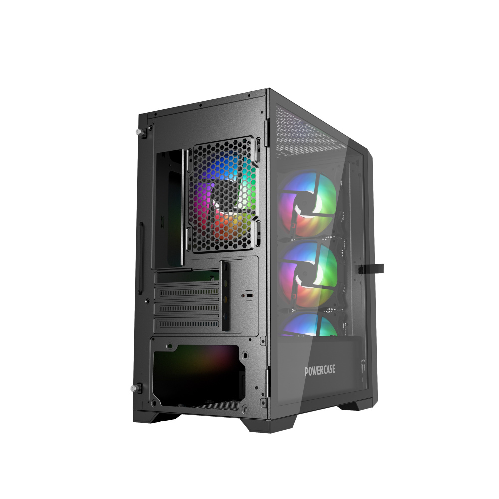 Компьютерный корпус Powercase ByteFlow Micro TG ARGB Black (CAMBFB-A4)