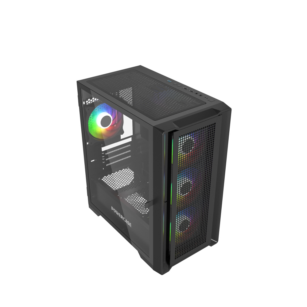 Компьютерный корпус Powercase ALISIO Micro X4B V2 TG ARGB Black (CAMCXB-A4)