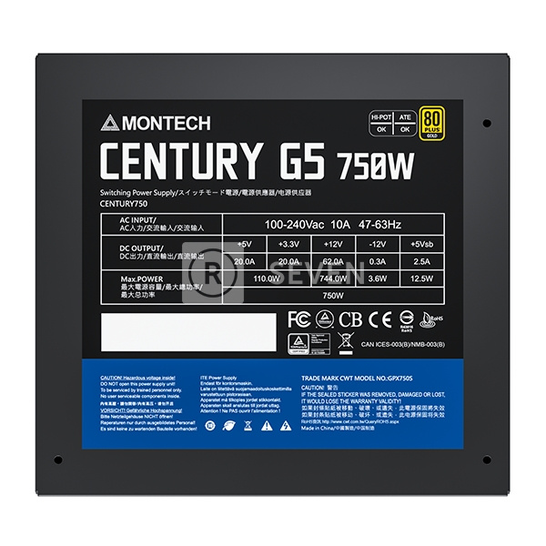 Блок питания Montech 750W CENTURY G5 Black (CENTURYG5750)
