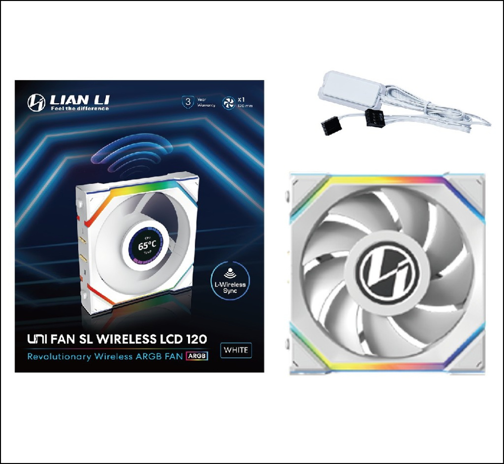Вентилятор для корпуса Lian Li UNI FAN SL WIRELESS LCD 120 12SLLCD1W1W ARGB White (G99.12SLLCD1W1W.R0)