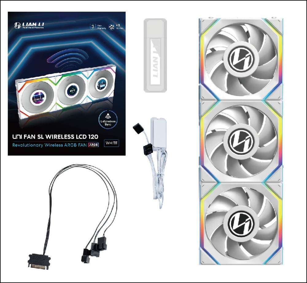 Комплект вентиляторов для корпуса Lian Li UNI FAN SL WIRELESS LCD 120 ARGB White 12SLLCD1W3W (G99.12SLLCD1W3W.R0)