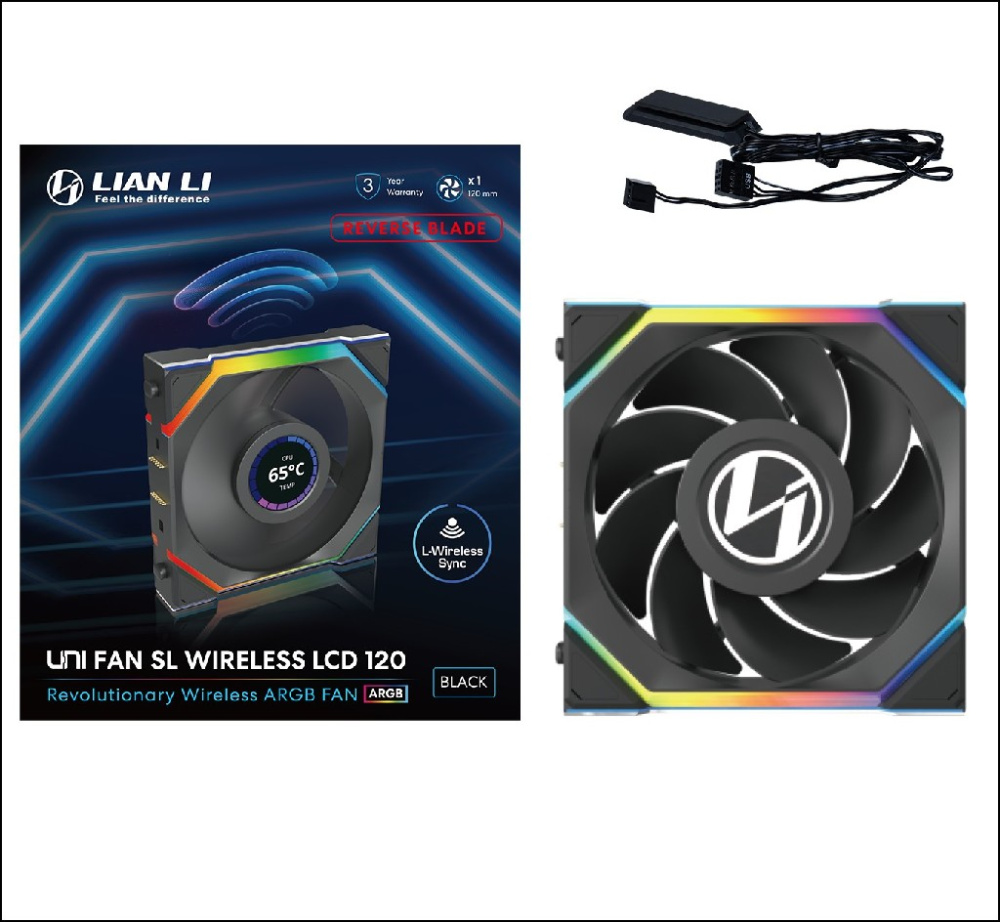 Вентилятор для корпуса Lian Li UNI FAN SL WIRELESS LCD 120 Reverse Blade ARGB Black (G99.12RSLLCD1W1B.R0)