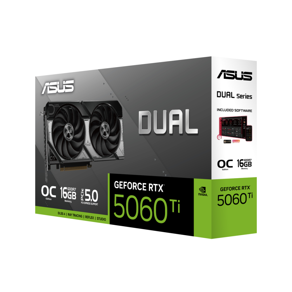 Видеокарта ASUS (DUAL-RTX5060TI-O16G) GeForce RTX 5060 Ti 16GB DUAL OC (90YV0MH0-M0NA00)