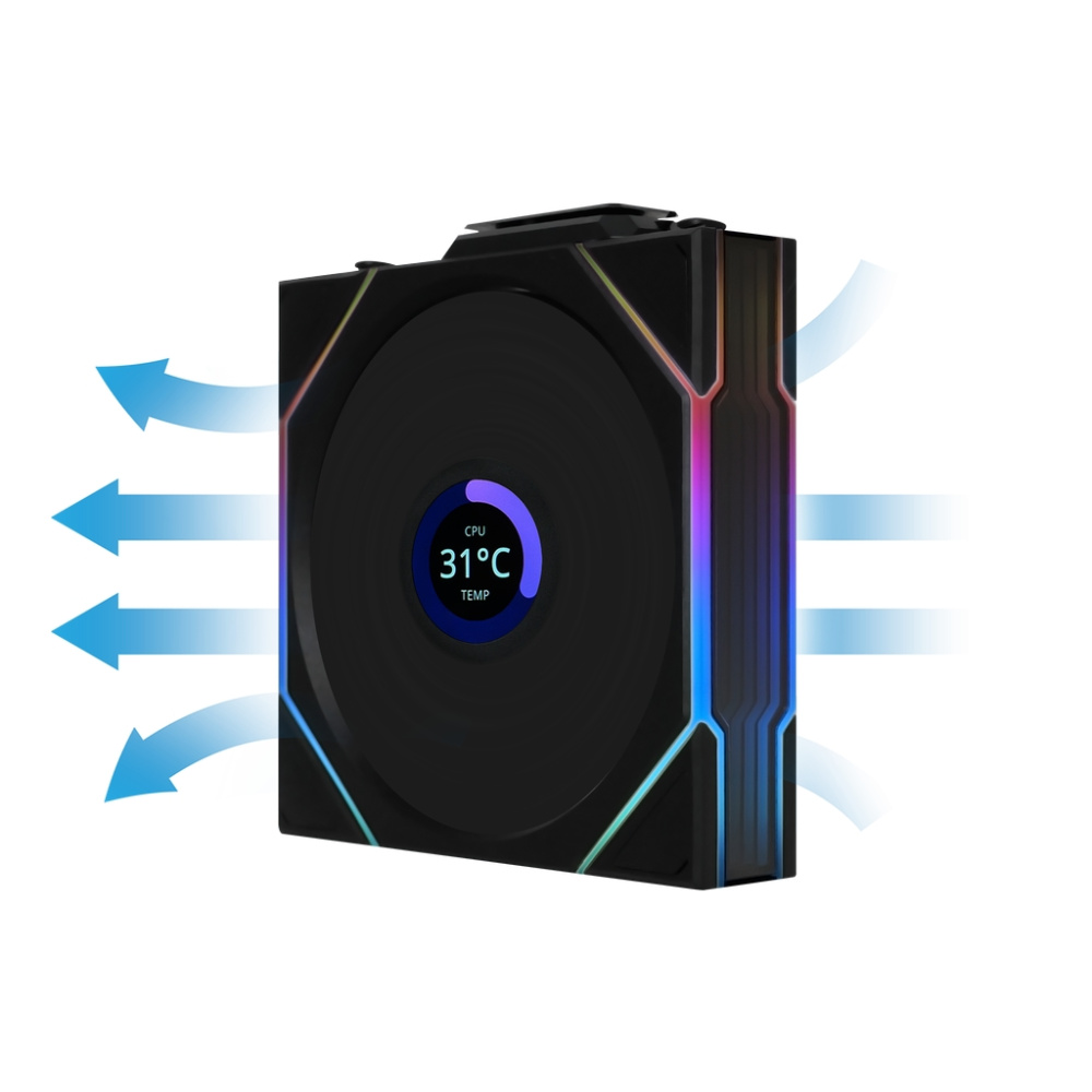 Вентилятор для корпуса Lian Li UNI FAN TL WIRELESS LCD 120 Reverse Blade 12RTLLCD1W1B ARGB Black (G99.12RTLLCD1W1B.R0)