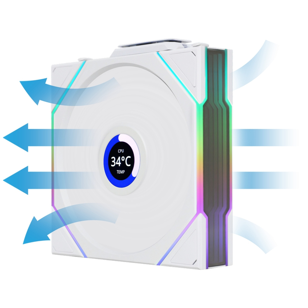 Вентилятор для корпуса Lian Li UNI FAN TL WIRELESS LCD 120 Reverse Blade 12RTLLCD1W1W ARGB White (G99.12RTLLCD1W1W.R0)