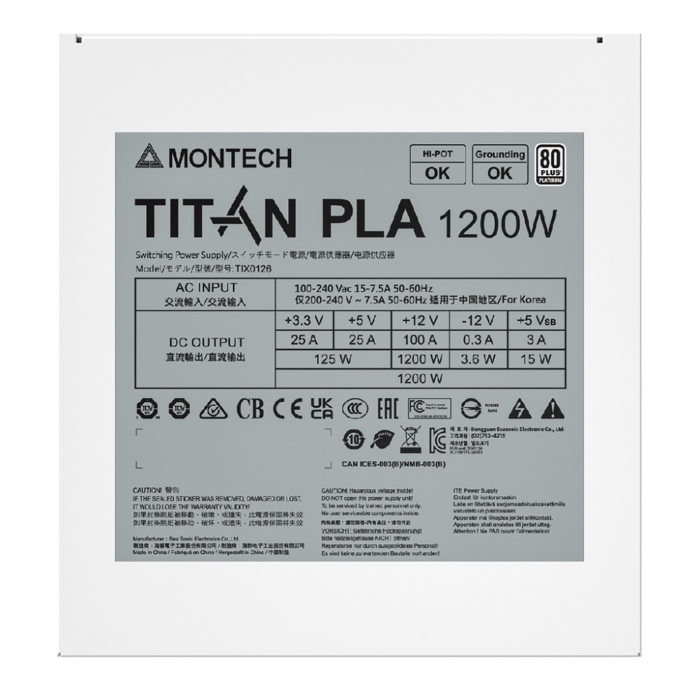 Блок питания Montech 1200W TITAN PLATINUM White (TIX0126)