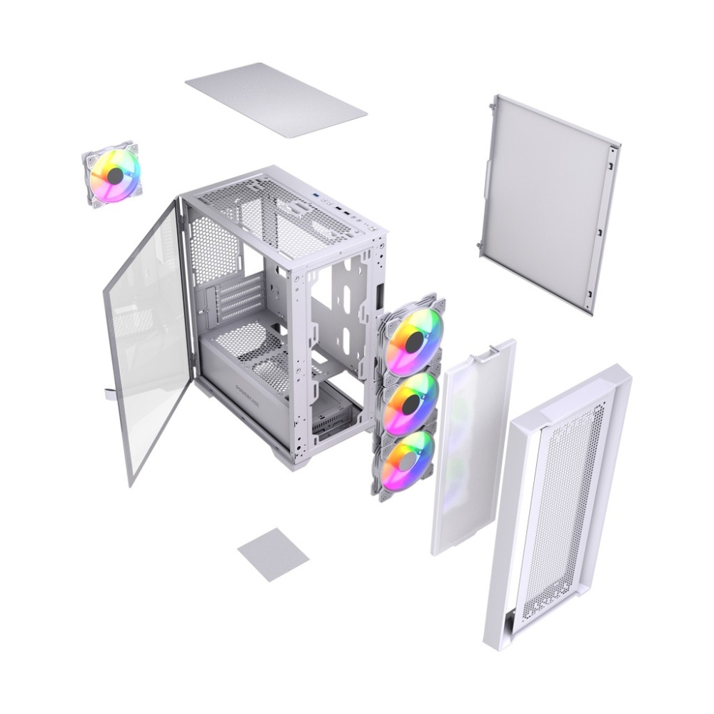 Компьютерный корпус Powercase ByteFlow Micro LE ARGB White (CAMBFW-A4-LE)