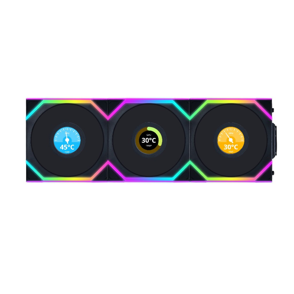 Комплект вентиляторов для корпуса Lian Li UNI FAN SL WIRELESS LCD 120 Reverse Blade Black (G99.12RSLLCD1W3B.R0)
