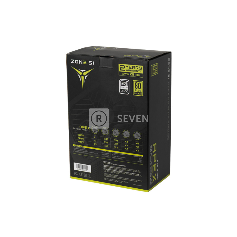 Блок питания Zone 51 600W Apex 80Plus Bronze (Z51BRZ600BK)