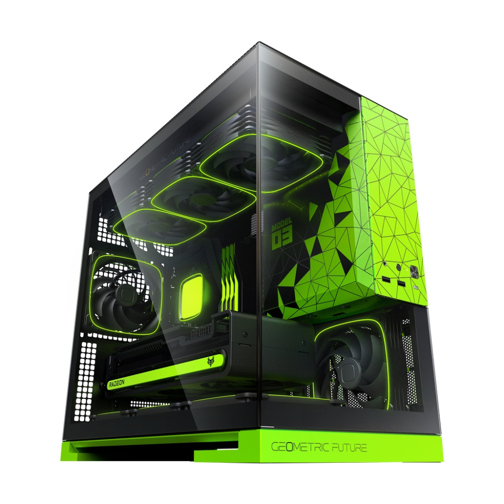 Компьютерный корпус Geometric Future Model 3 TG Green (1AM3NZGB00100)