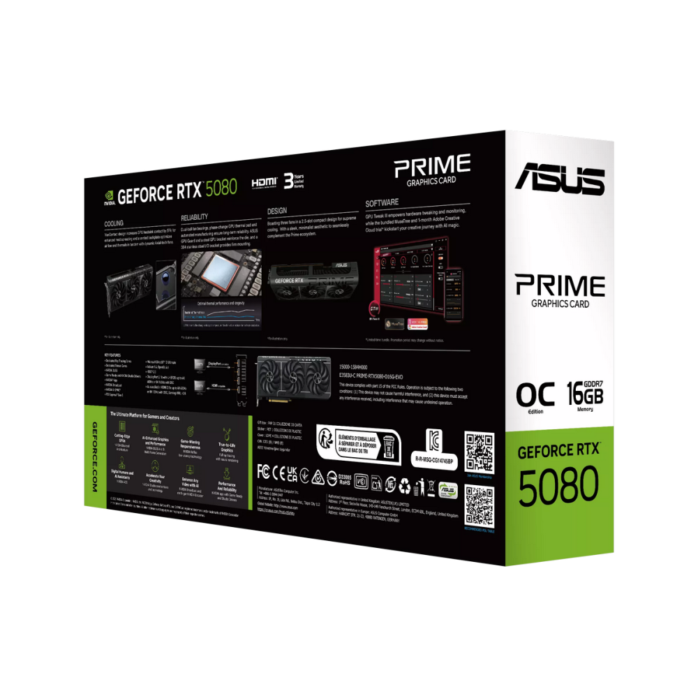 Видеокарта ASUS (PRIME-RTX5080-O16G-EVO) GeForce RTX 5080 16GB PRIME EVO OC (90YV0LX4-M0NA00)