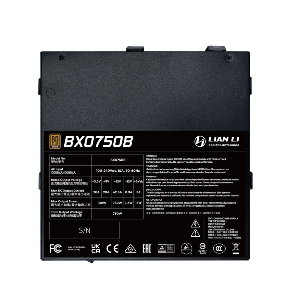 Блок питания Lian Li 750W BX0750B Black (G9P.BX0750B.B000.RU)