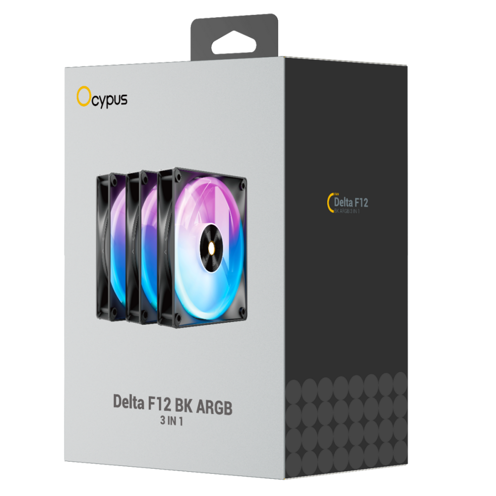 Комплект вентиляторов для корпуса Ocypus Delta F12 BK ARGB LED 3 in 1 Black (Delta-F12-BK3AM00X-GL)