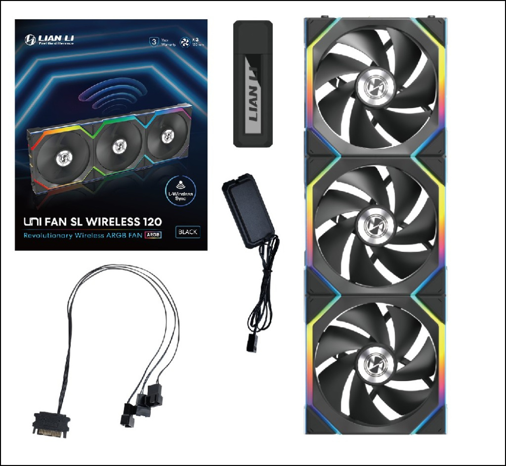 Комплект вентиляторов для корпуса Lian Li UNI FAN SL WIRELESS 120 ARGB Black 12SL1W3B (G99.12SL1W3B.R0)