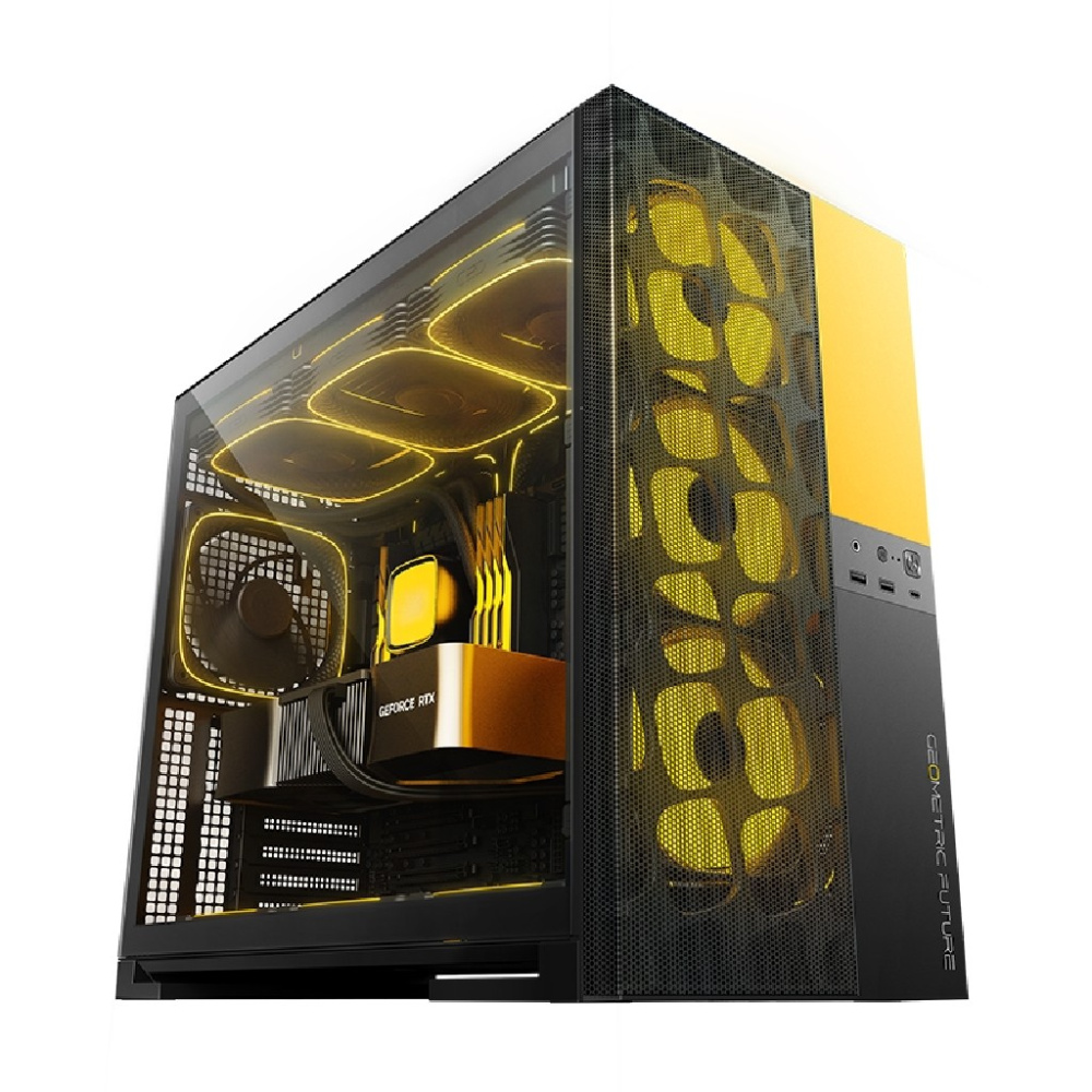 Компьютерный корпус Geometric Future Model 5 ARGB Vent Black Yellow with fans (1AM5VTBY01100)