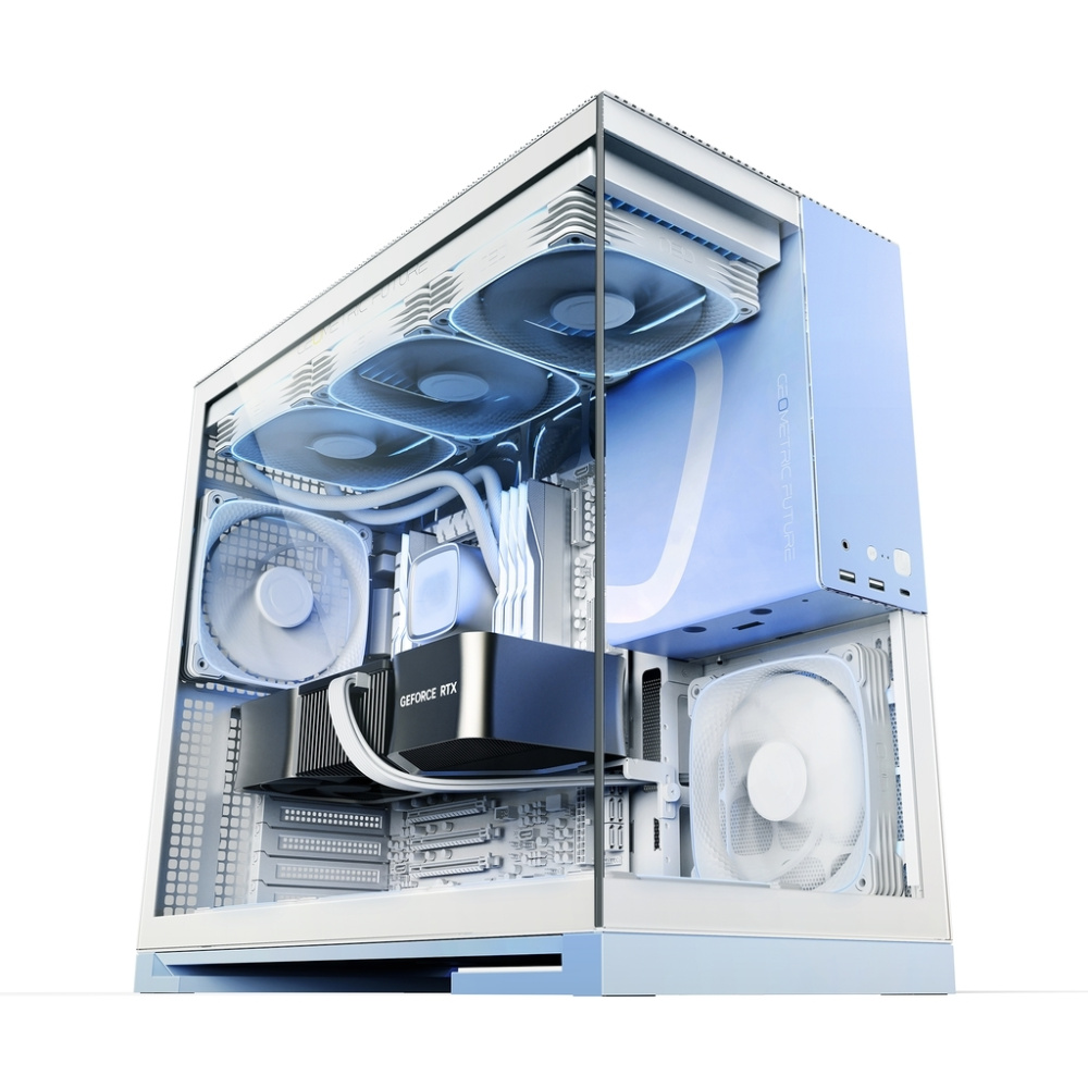 Компьютерный корпус Geometric Future Model 5 White/Blue with fans (1AM5WKPB01100)