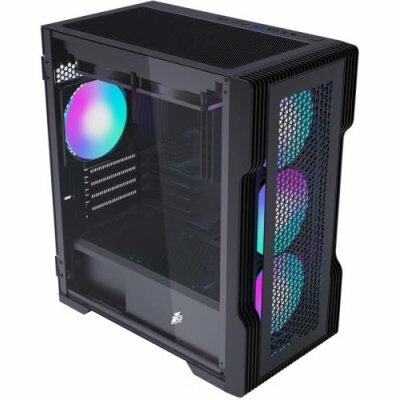 Компьютерный корпус 1STPLAYER TRILOBITE T3 Black TG LED fans (T3-BK-4F1)
