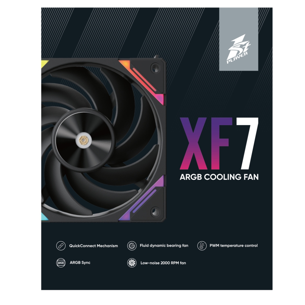 Вентилятор для корпуса 1STPLAYER XF7 ARGB Black (XF7-BK-1IN1)