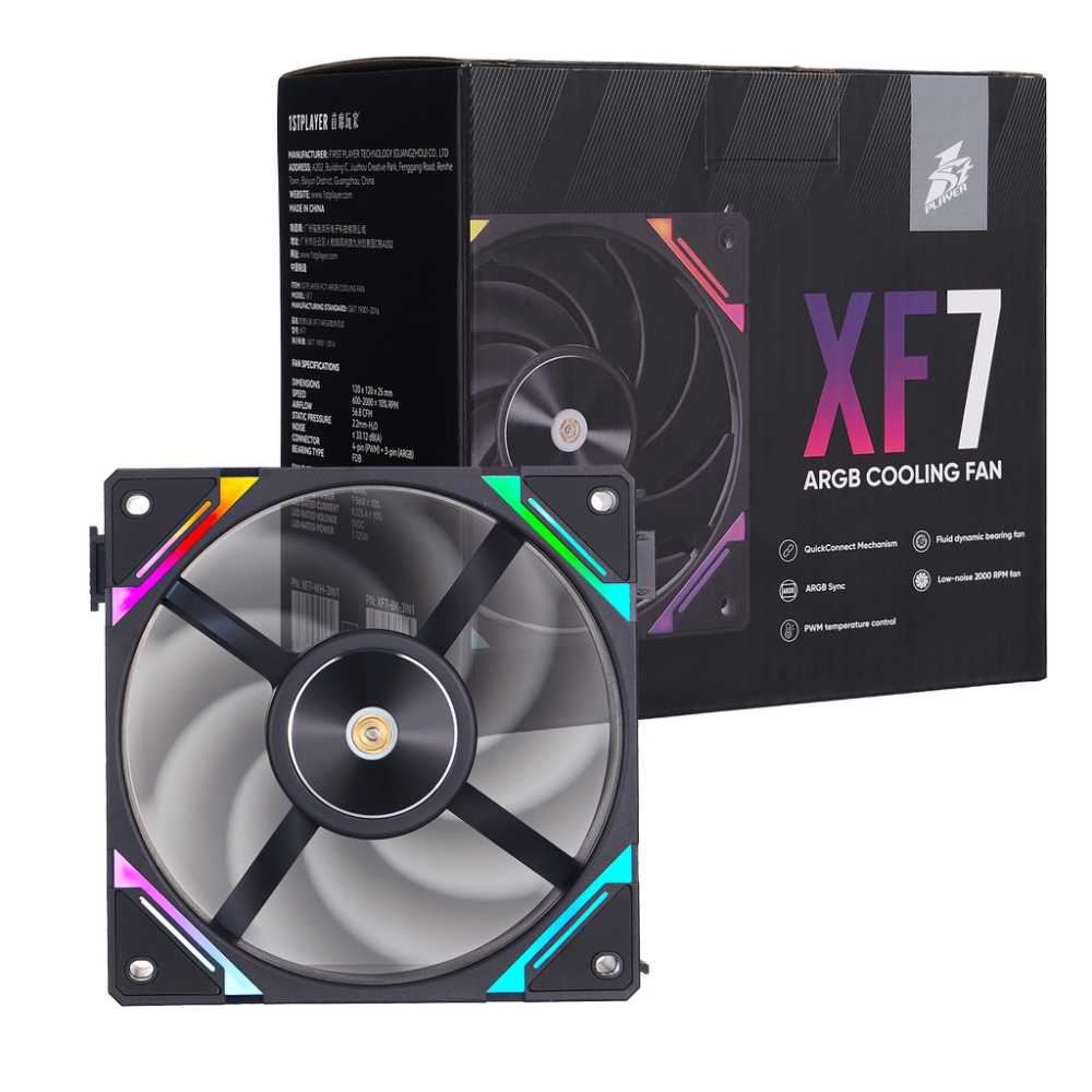 Комплект вентиляторов для корпуса 1STPLAYER XF7 ARGB Black (XF7-BK-3IN1)