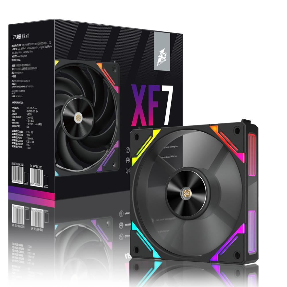 Комплект вентиляторов для корпуса 1STPLAYER XF7 ARGB Black (XF7-BK-3IN1)