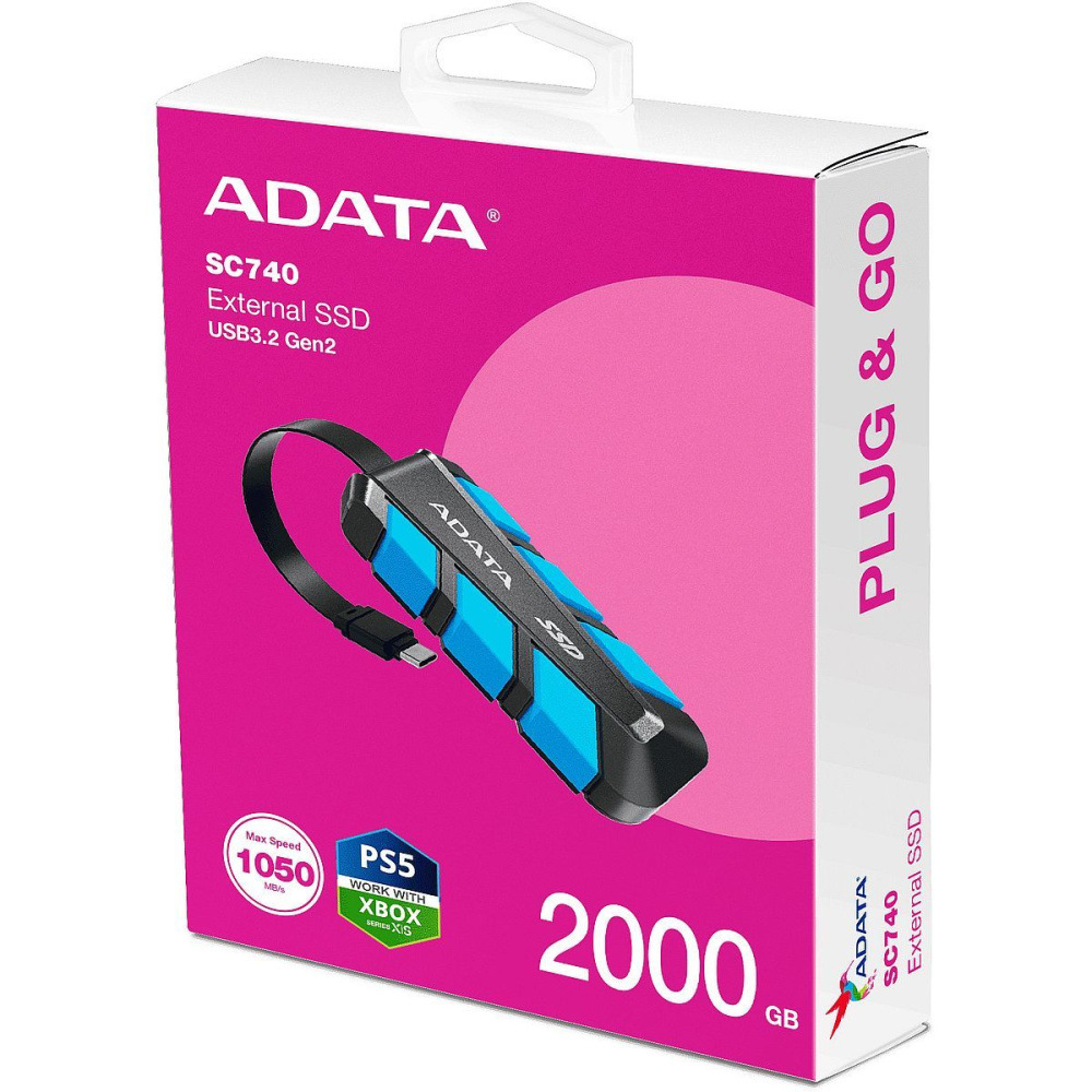 Внешний SSD ADATA 2000 Gb SC740 Blue/Black (SC740-2000G-CBU)