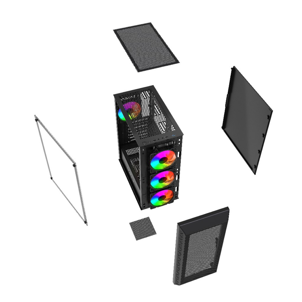 Компьютерный корпус Powercase Mistral S4B FRGB Fans Black (CMSB-L4)