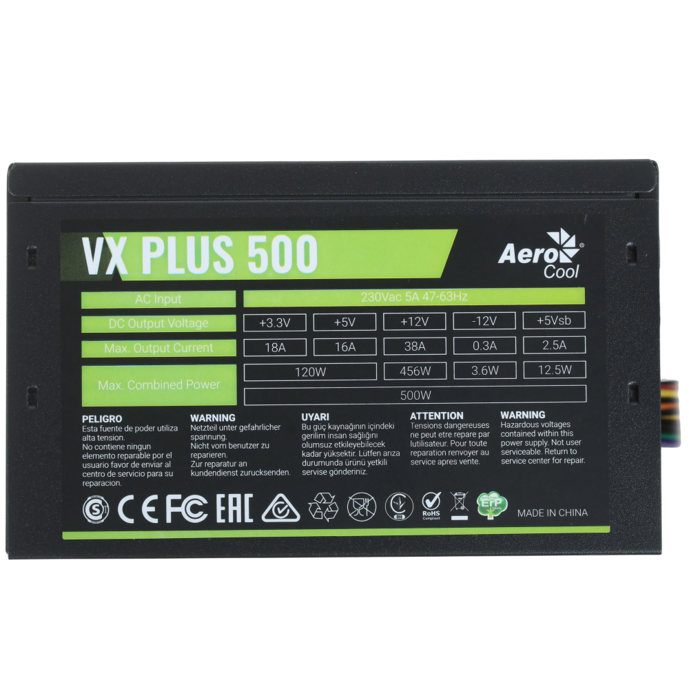Блок питания Aerocool 500W VX 500 Plus Black