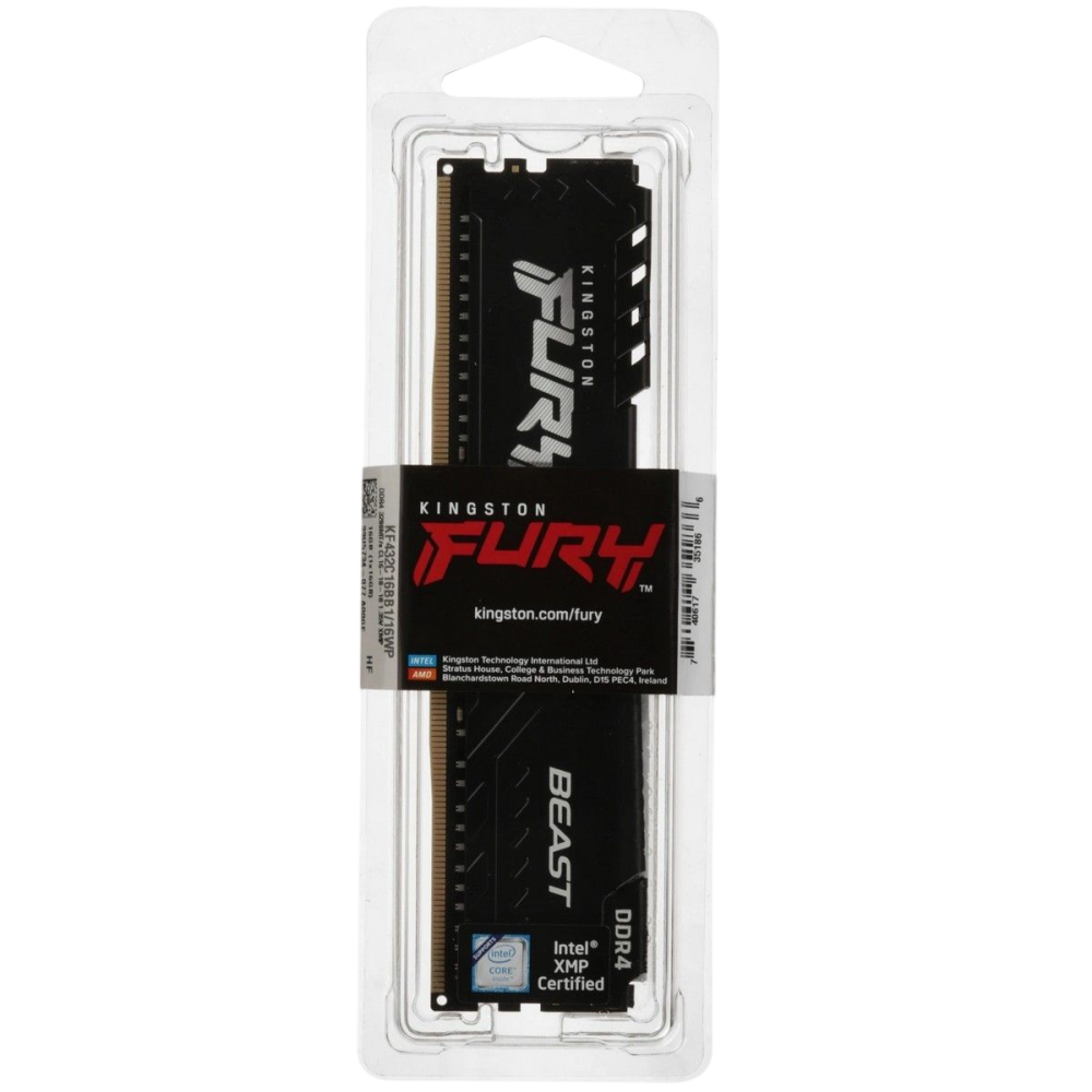 Оперативная память 16 Gb 3200 MHz Kingston FURY Beast Black (KF432C16BB1/16WP)
