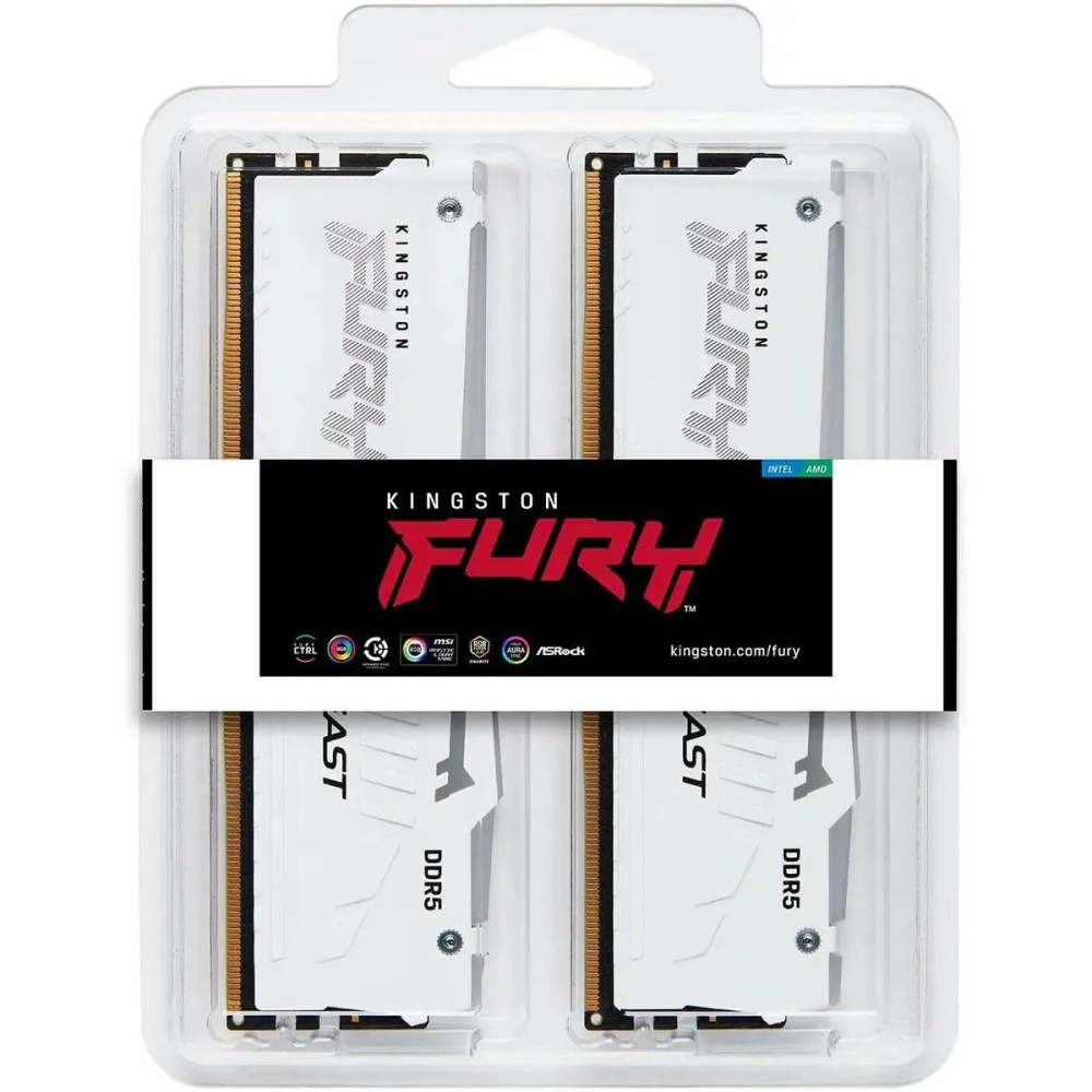 Оперативная память 32 Gb 5200 MHz Kingston FURY Beast RGB White (KF552C40BWAK2-32)
