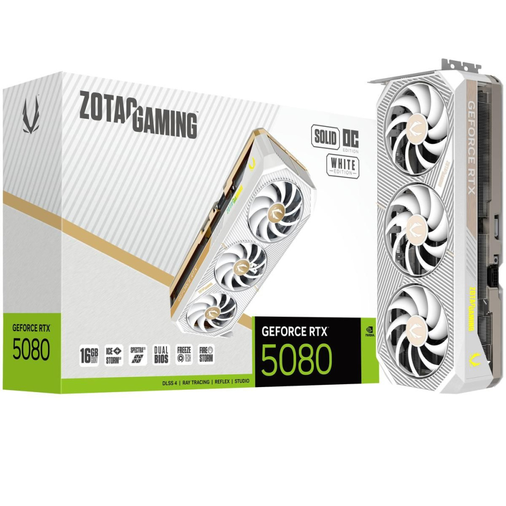 Видеокарта ZOTAC (ZT-B50800Q-10P) GeForce RTX 5080 16GB SOLID WHITE ED OC